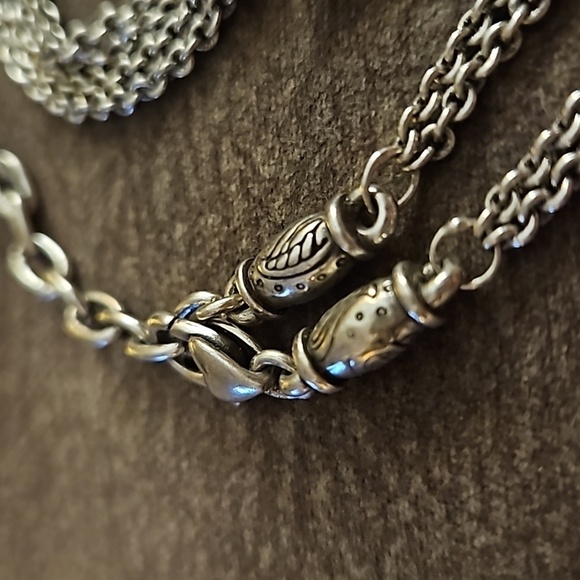 VTG BRIGHTON Two-tone Floral Square Pendant Double Chain Castlecore Necklace - Picture 7 of 7